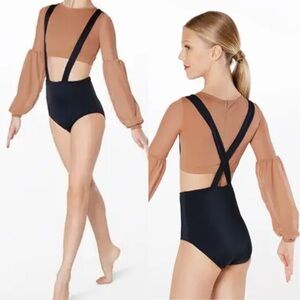 Weissman Elite dance costume Crisscross Suspender Leotard tan SM12239 SA adult